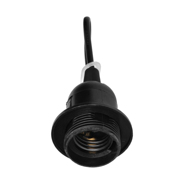 Cord-grip lampholder E27 with flange, black
